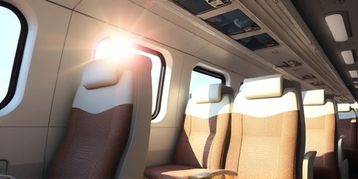 Comfortable interior of an Italian high-speed train seat.